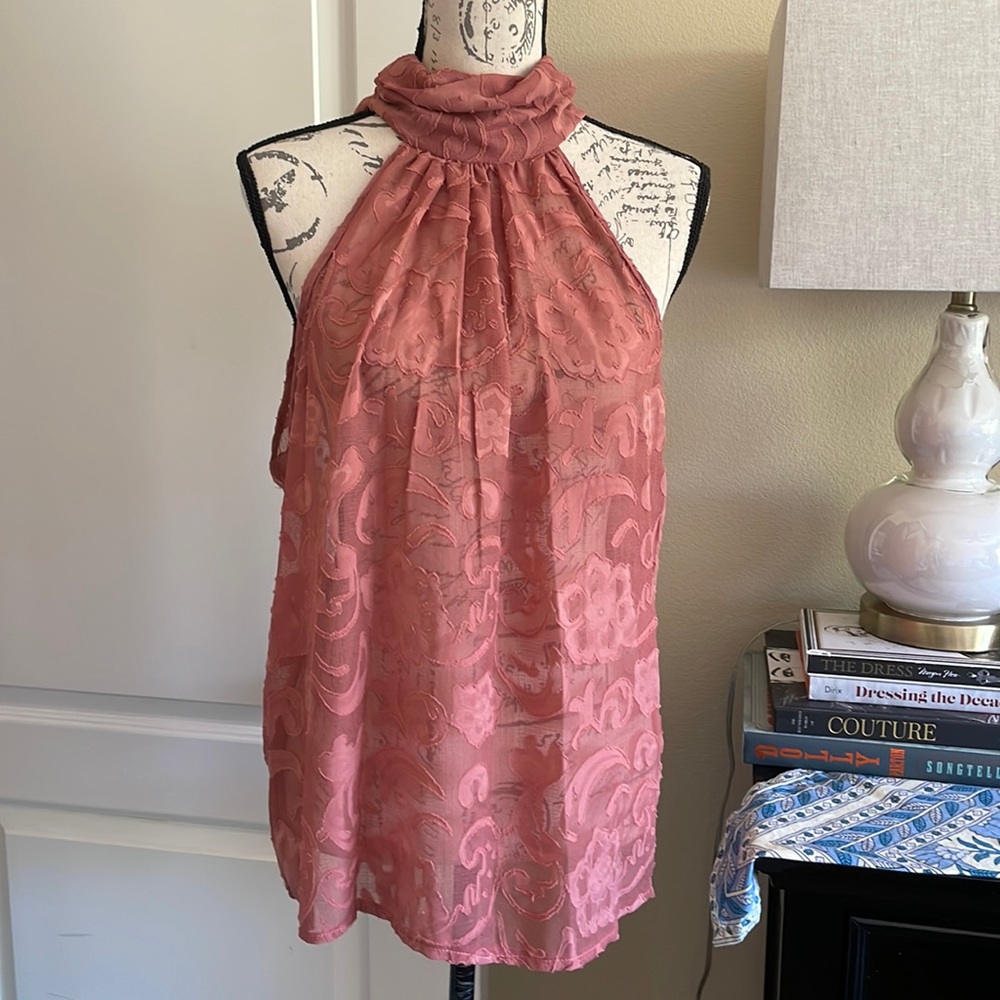 NWOT Elizabeth Crosby Los Angeles High Neck Blouse